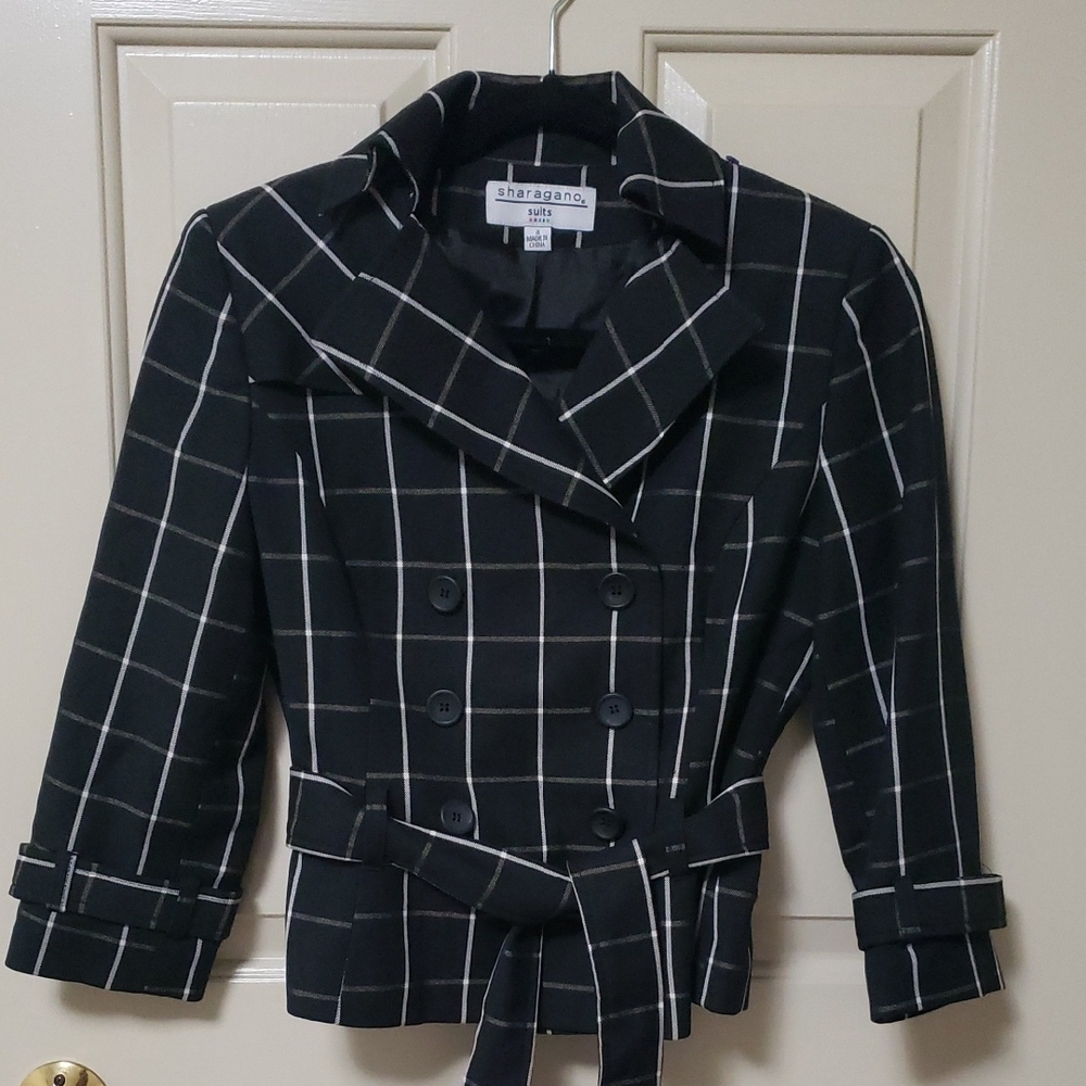Sharagano Black and White Plaid Women's Jacket